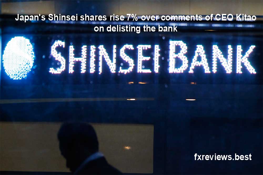 Japan's Shinsei shares rise 7% over comments of CEO Kitao on delisting the bank